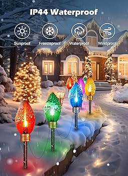lime cajon ホールツリー Super Jumbo C9 Christmas Pathway Lights Outdoor - 2 Pack